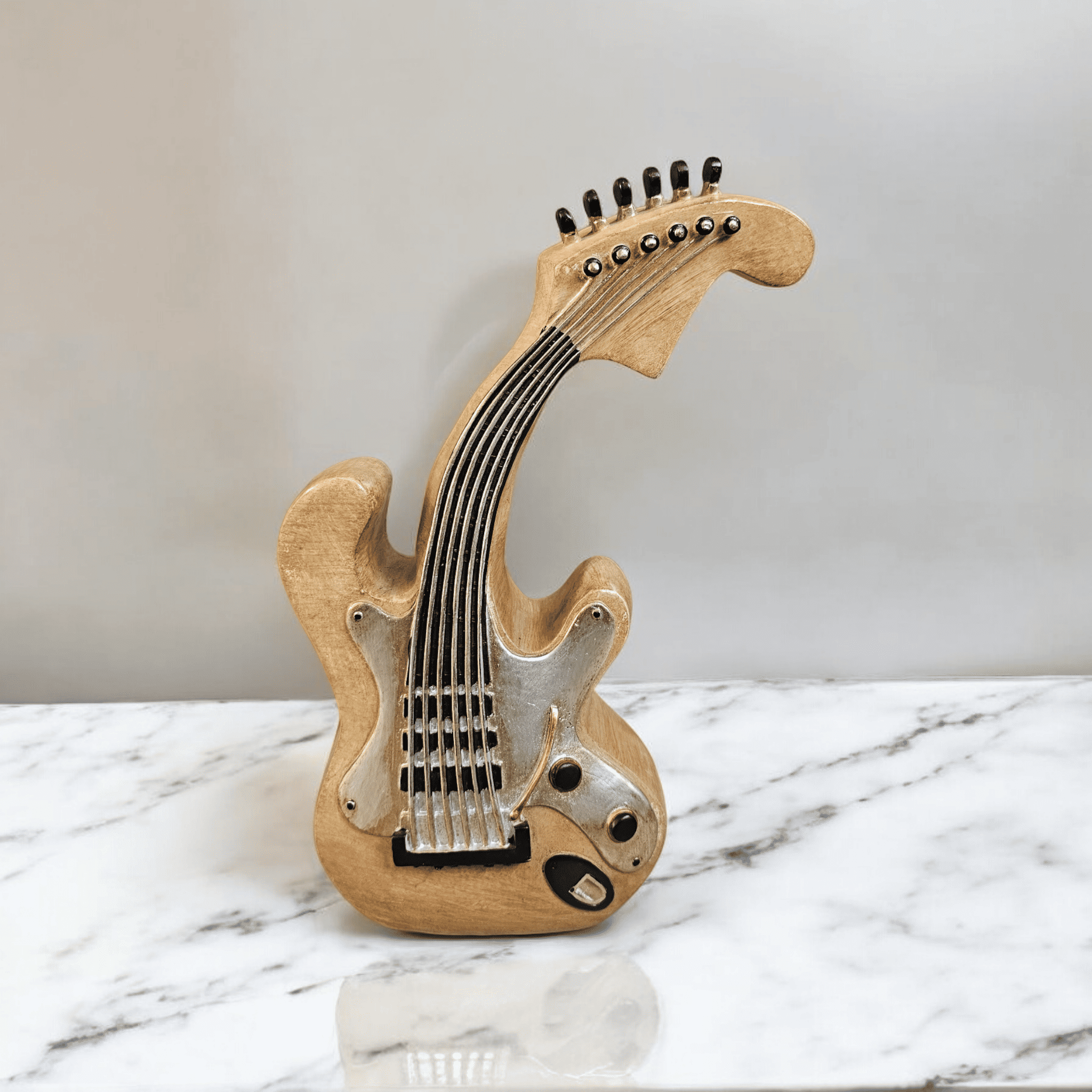 Guitar wooden piggy bank